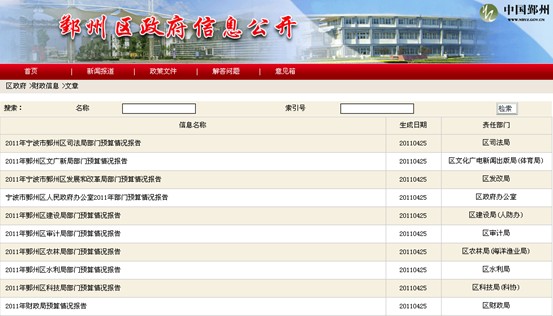 寧波市打造透明陽(yáng)光政府 49個(gè)市級(jí)部門預(yù)算陸續(xù)網(wǎng)上公開(kāi)